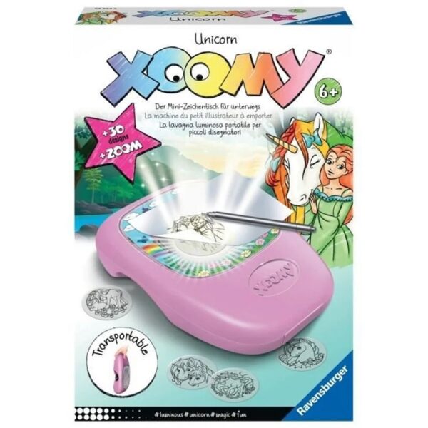 Ravensburger Tavolo da Disegno Portatile con Proiettore Luminoso Xoomi Midi Unicorno