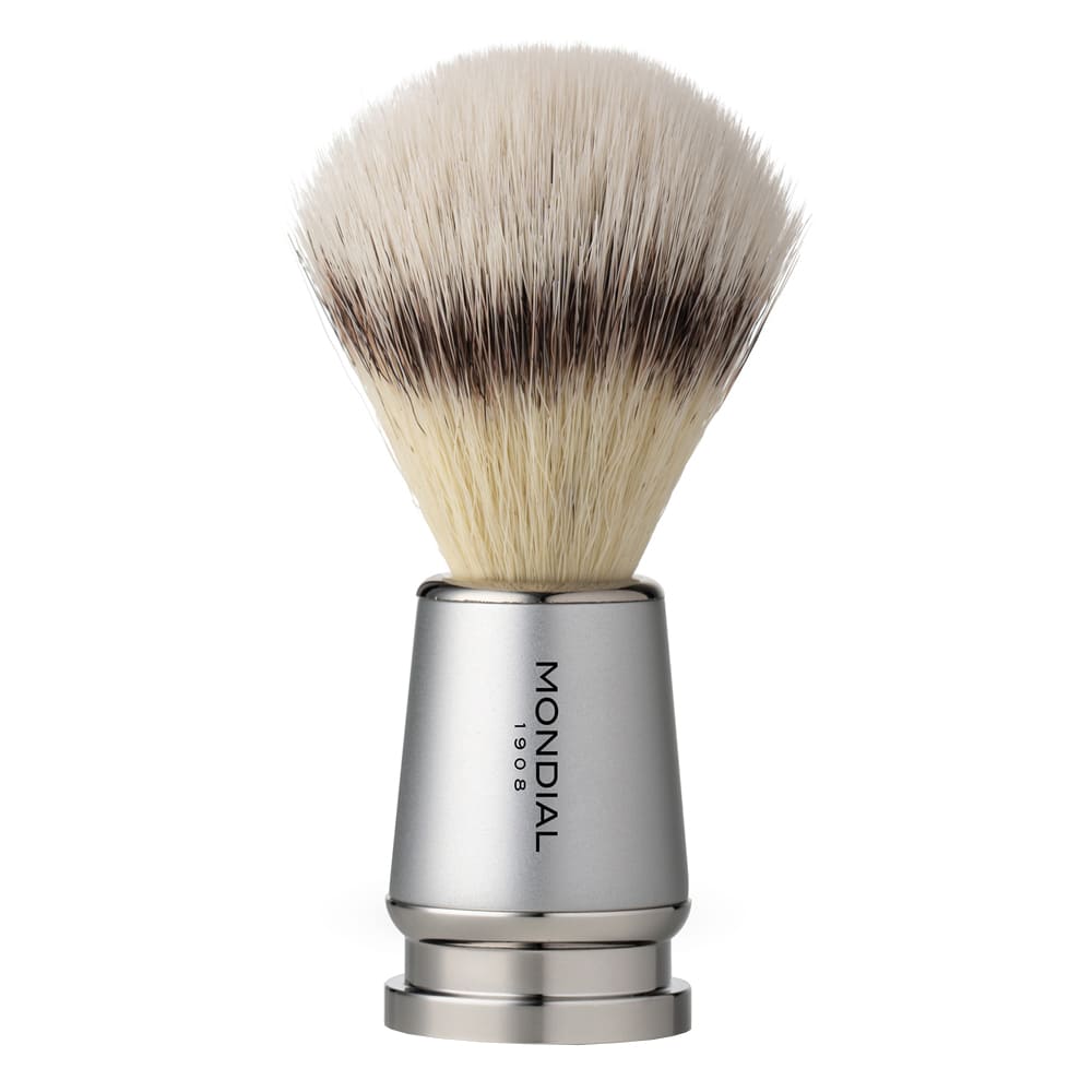 20260508043038_0.jpg Mondial 1908 Pennello da barba sintetico Satin Silver - immagine 1