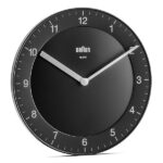 Orologio da Parete Analogico Classico Braun con Movimento al Quarzo Silenzioso, Facile da leggere, Diametro di 20 cm, colore nero, modello BC06B.